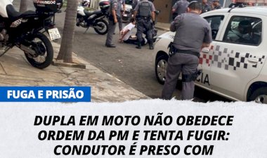 Dupla em moto não obedece ordem da PM e tenta fugir: Condutor é preso com drogas.