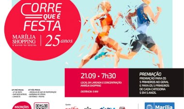 Marília Shopping celebra 25 anos com corrida de rua “Corre que é Festa