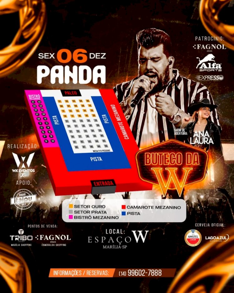 Panda Agita Marília com Show Imperdível no Espaço W Nesta Sexta-feira, 6 de Dezembro